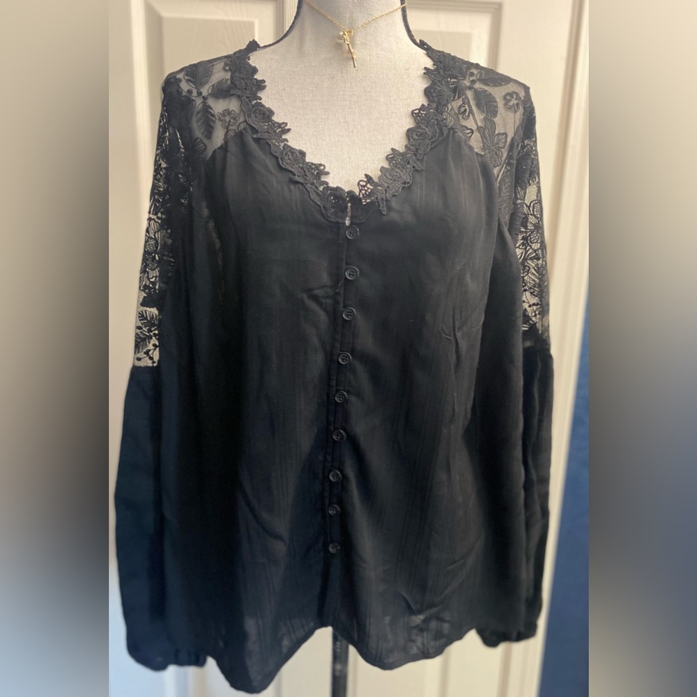 Outfitters Black Embellished Long Sleeve Blouse